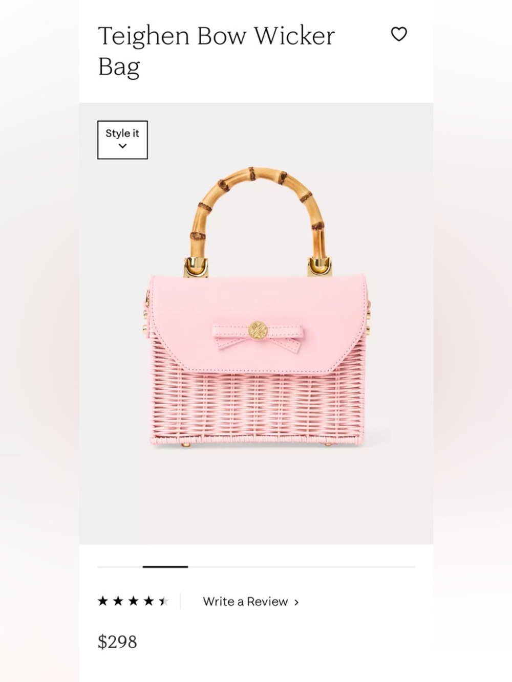 NWT Lilly Pulitzer Teighen bow wicker pink bag - Picture 3 of 11